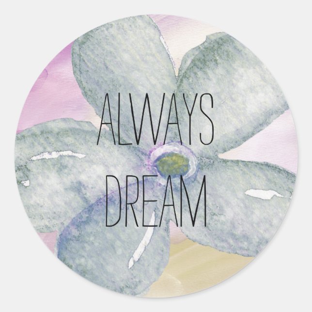 Sticker Rond Aquarelle violette or fleur de rêve (Devant)