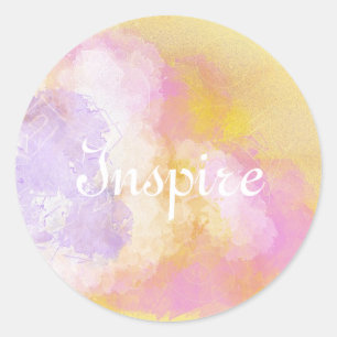 Sticker Rond Aquarelles abstraites - arrière - plan orange