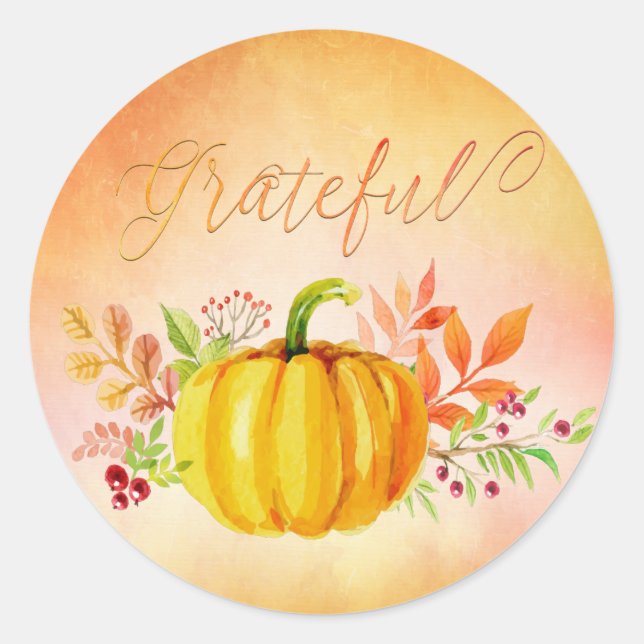 Sticker Rond Aquarelles "gracieuses" de Thanksgiving (Devant)