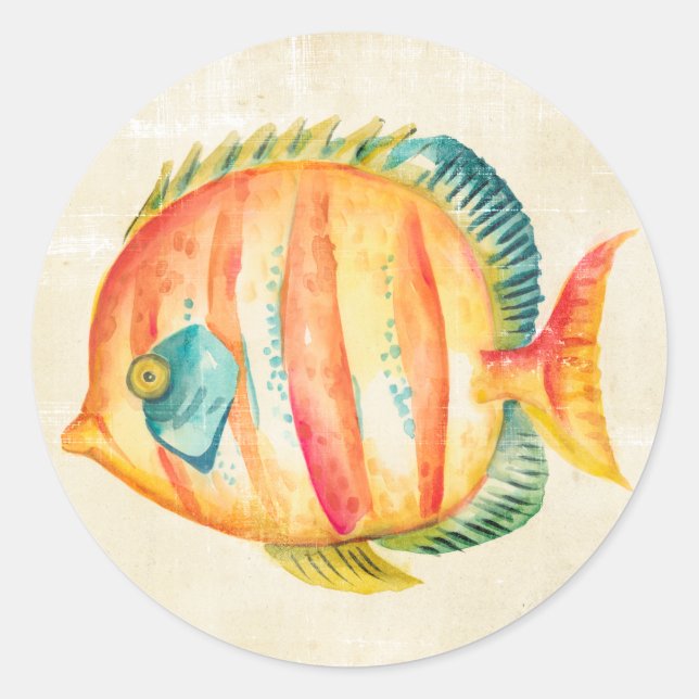 Sticker Rond Aquarium coloré Poisson (Devant)