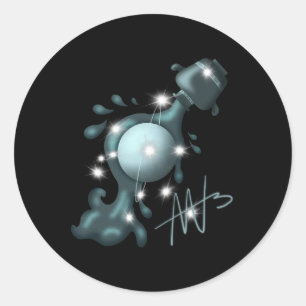 Sticker Rond Aquarius Uranus Zodiac cosmique