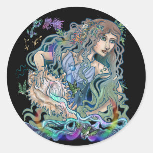 Sticker Rond Aquarius Zodiac