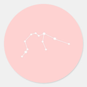 Sticker Rond Aquarius Zodiac Constellation rose moderne