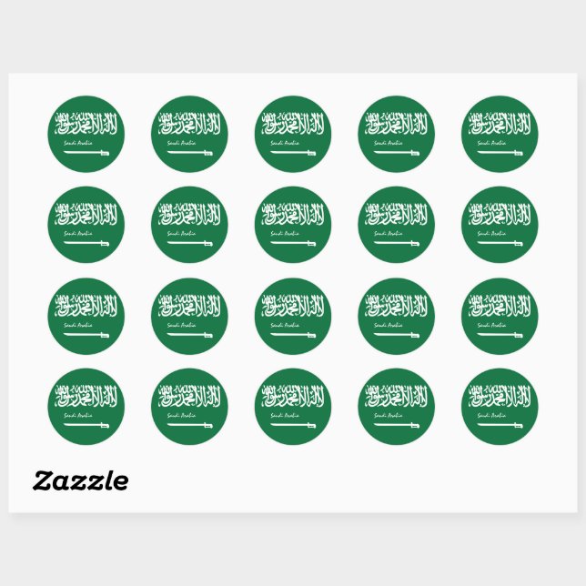 Sticker Rond Arabie Saoudite, patriotes du drapeau saoudien, va (Feuille)