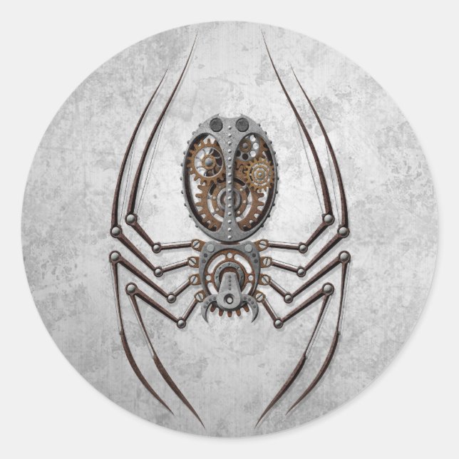 Sticker Rond Araignée de vapeur sur acier brut (Devant)