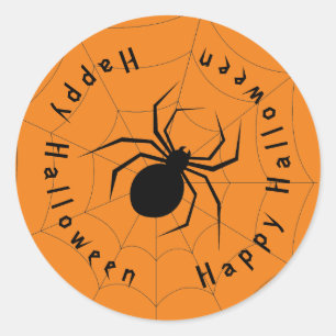 Sticker Rond Araignée de veuve noire Joyeux Halloween