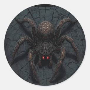 Sticker Rond Araignée d'horreur gothique - Visage Déplaisant Vo