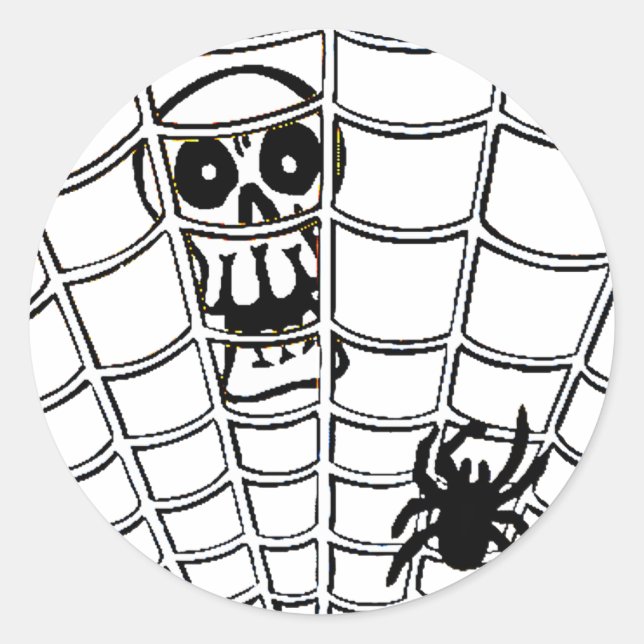 Sticker Rond Araignée en ligne avec crâne (Devant)