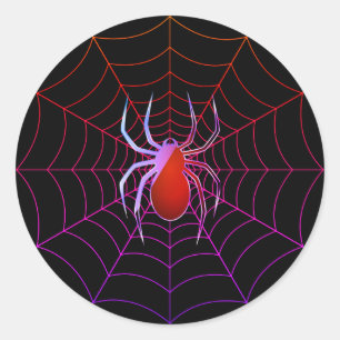 Sticker Rond Araignée néon et toile d'araignée