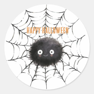 Sticker Rond Araignée noire Halloween sur toile