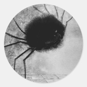 Sticker Rond Araignée souriante par Odilon Redon, Halloween Vin