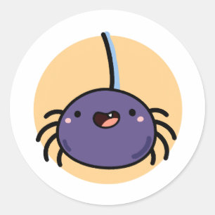 Sticker Rond Araignée violette mignonne Kawaii