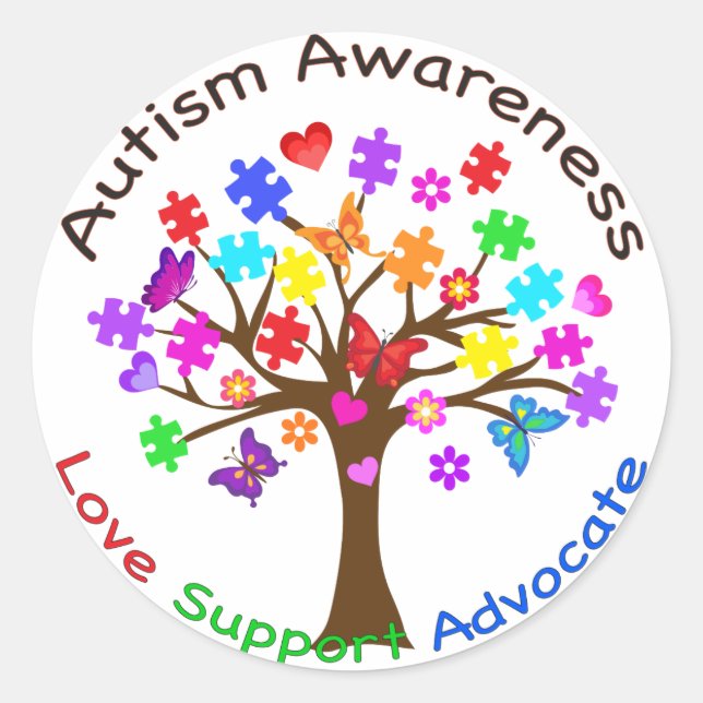 Sticker Rond Arborescence des sensibilisations sur l'autisme (Devant)