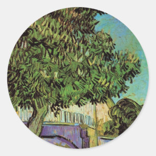 Sticker Rond Arbre à châtaignes en fleurs par Vincent van Gogh