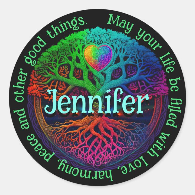 Sticker Rond Arbre arc-en-ciel de l'amour pour la vie (Devant)