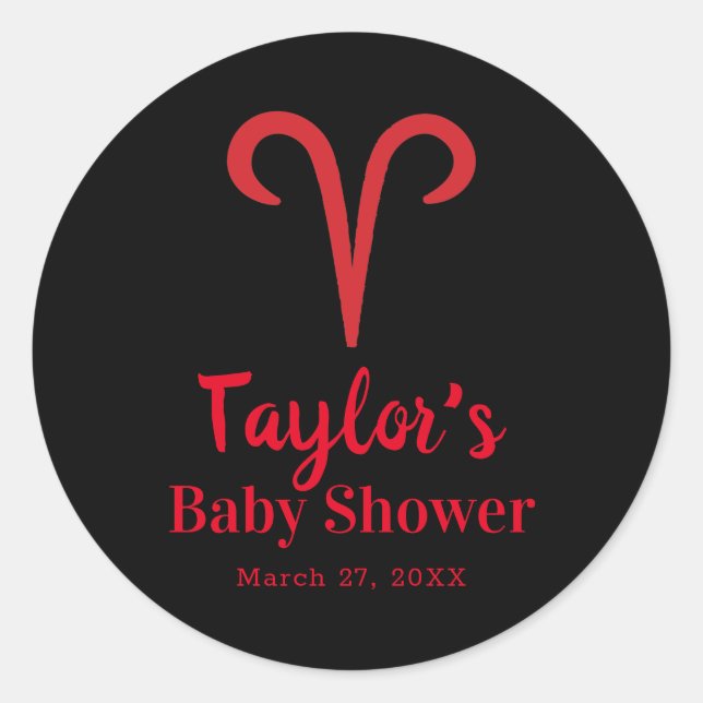 Sticker Rond ARBRE Astrologie Rouge Baby shower des signes Zodi (Devant)