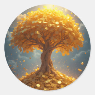 Sticker Rond arbre d'argent doré or