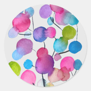 Sticker Rond Arbre d'art abstrait rose mignon
