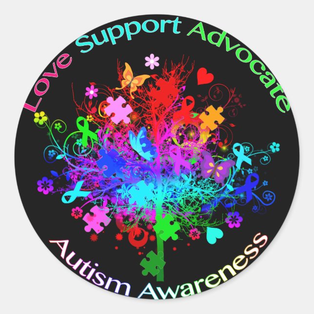 Sticker Rond Arbre d'autisme dans le spectre (Devant)