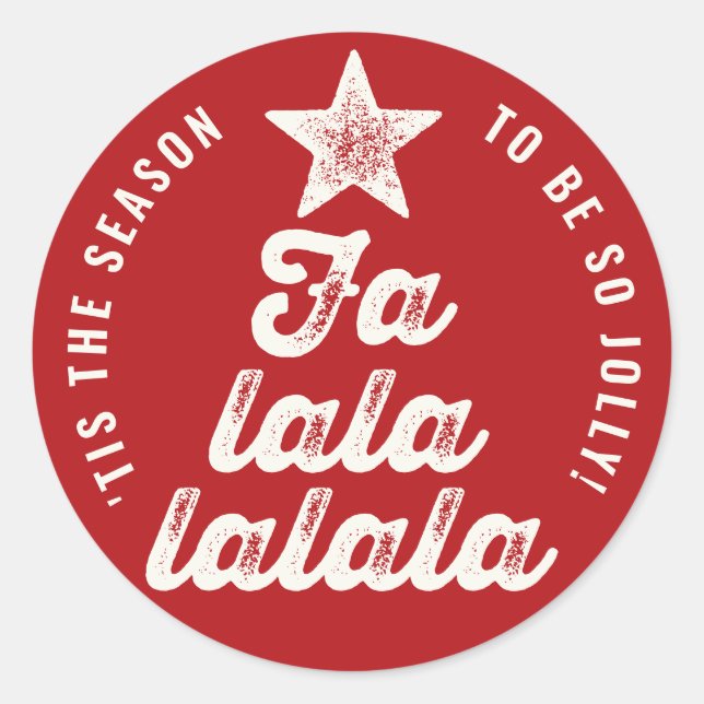 Sticker Rond Arbre de fête amusant écriture gras Falalalala Rou (Devant)