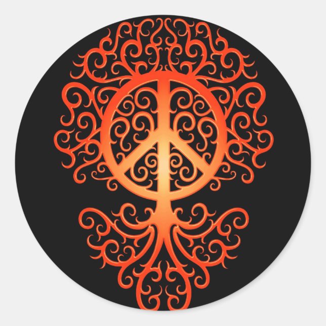 Sticker Rond Arbre de la Paix, rouge et noir (Devant)
