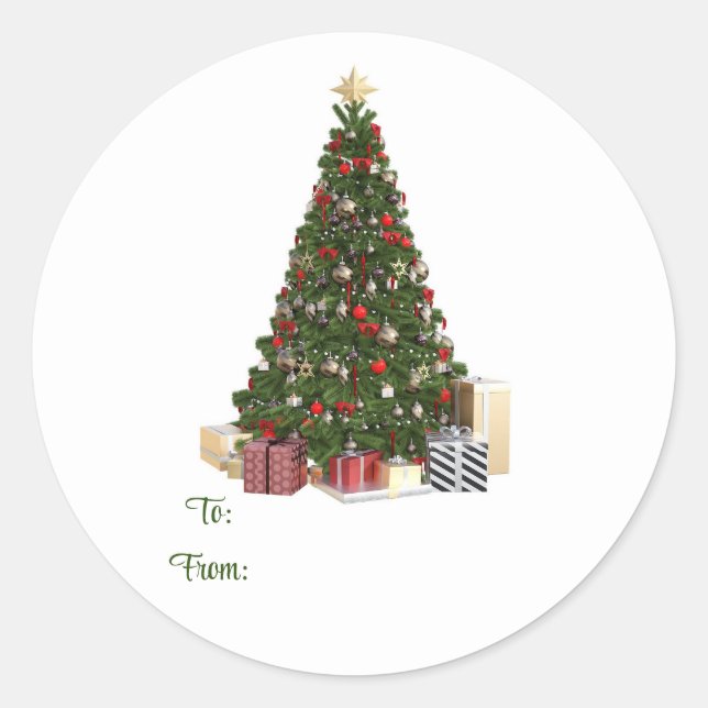 Sticker Rond Arbre de Noël à et de l'autocollant (Devant)