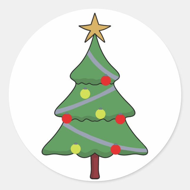 Sticker Rond Arbre de Noël adorable (Devant)
