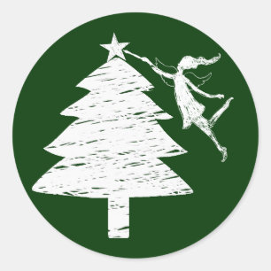 Sticker Rond Arbre de Noël Art Fairy