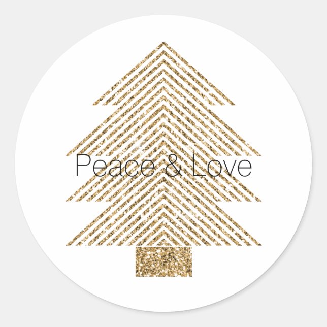 Sticker Rond Arbre de Noël blanc or brillant (Devant)