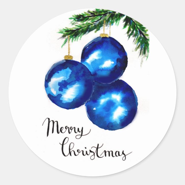 Sticker Rond Arbre de Noël bleu (Devant)