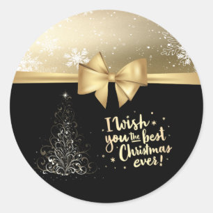 Sticker Rond Arbre de Noël branché, Boule d'or Faux, Pneus de n