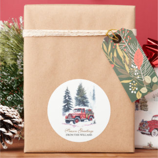 Sticker Rond Arbre de Noël classique Red Jeep Personnalisé
