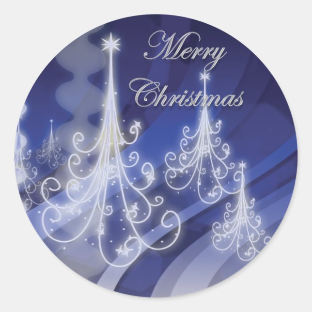 Sticker Rond Arbre de Noël dans la neige moderne (Devant)
