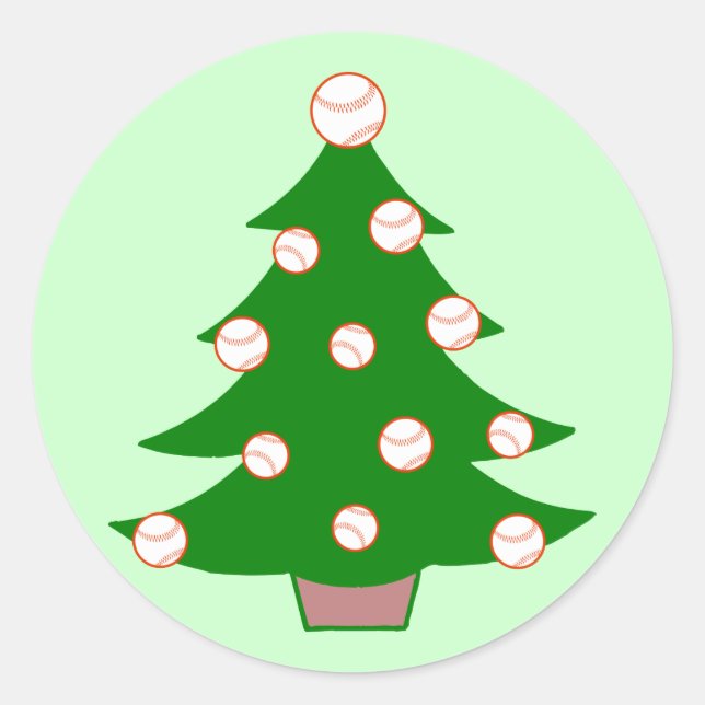 Sticker Rond Arbre de Noël de baseball (Devant)