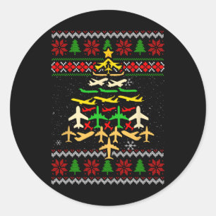Sticker Rond Arbre de Noël de l'avion vilain Noël décorati