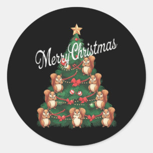 Sticker Rond Arbre de Noël des écureuils Xmas Arbre de Noël des