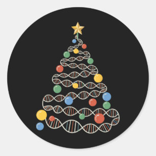 Sticker Rond Arbre de Noël en hélice d'ADN Scientifique Biologi