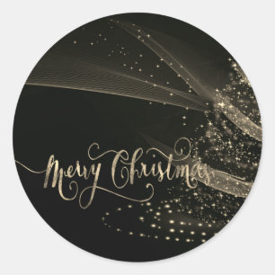 Sticker Rond Arbre de Noël en or brillant élégant