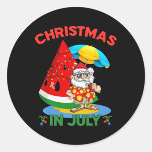 Sticker Rond Arbre de Noël en pastèque Noël d'été