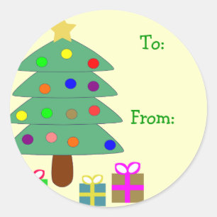 Sticker Rond Arbre de Noël Graphisme Tags cadeaux