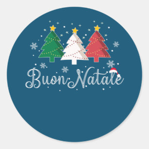 Sticker Rond Arbre de Noël italien Buon Natale
