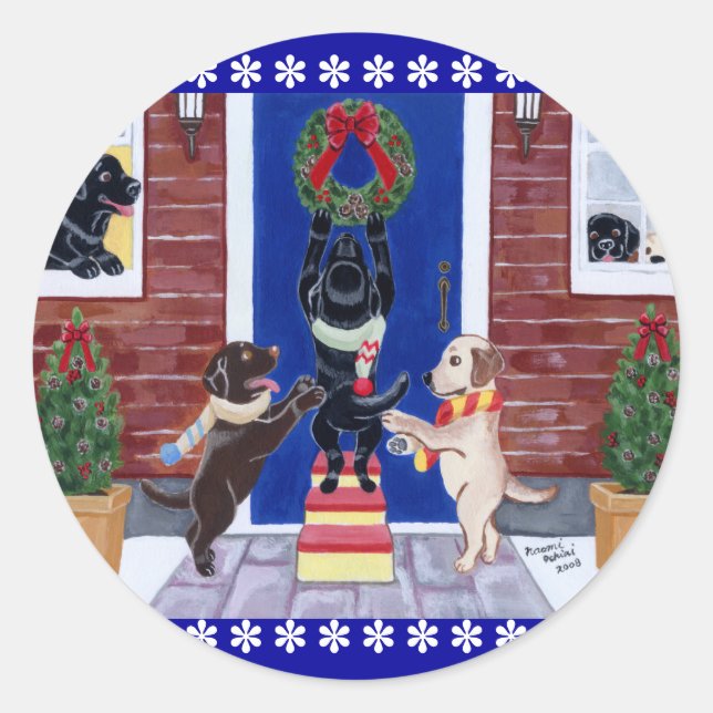 Sticker Rond Arbre de Noël Labrador Retriever (Devant)