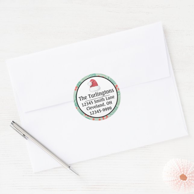 Sticker Rond Arbre de Noël manuscrit À feuillage persistant adr (Enveloppe)
