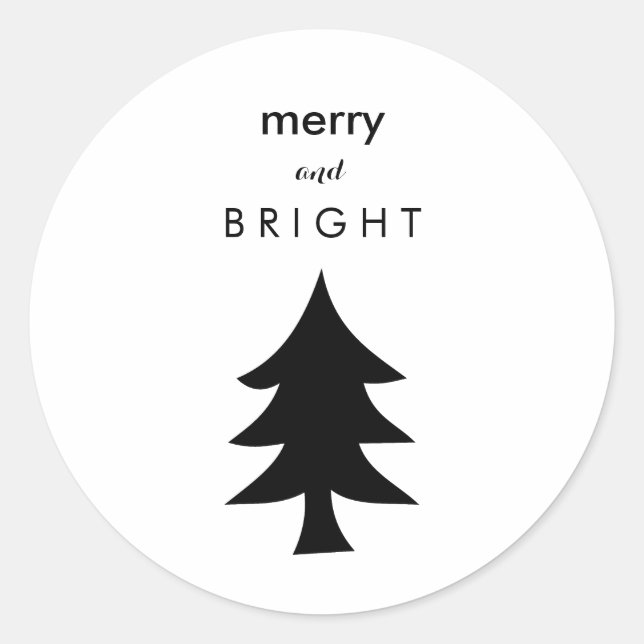 Sticker Rond Arbre de Noël moderne noir et blanc (Devant)