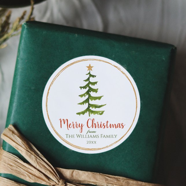 Sticker Rond Arbre de Noël Nom de famille (Créateur téléchargé)