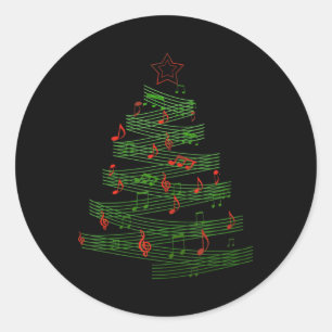 Sticker Rond Arbre de Noël Notes musicales Chanson Xmas Musicie