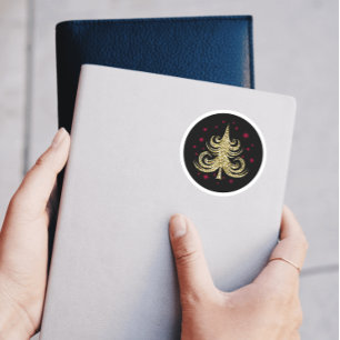 Sticker Rond Arbre de Noël Parties scintillant or