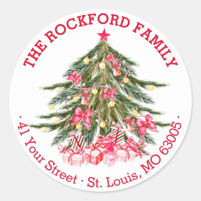 Sticker Rond Arbre de Noël personnalisé (Devant)