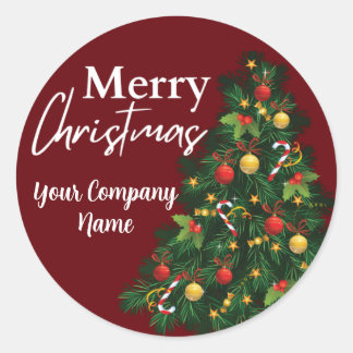 Sticker Rond Arbre de Noël personnalisé Joyeux Noël Fêtes