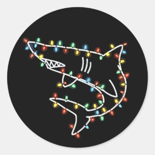 Sticker Rond Arbre de Noël requins Xmas animal de compagnie ani
